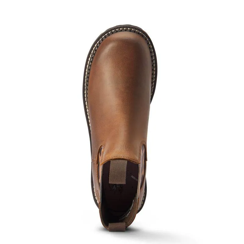 Ariat Fatbaby Twin Gore Ladies Chelsea Boot - Distressed Tan/Leopard Gore