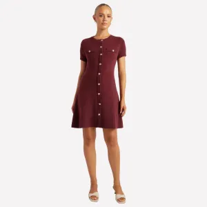 Boucle Knit Dress (Wine)