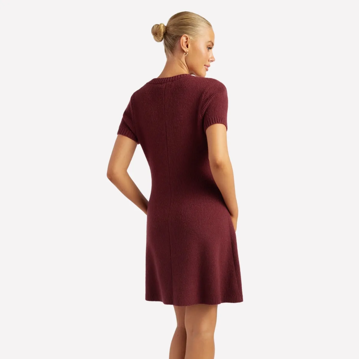 Boucle Knit Dress (Wine)