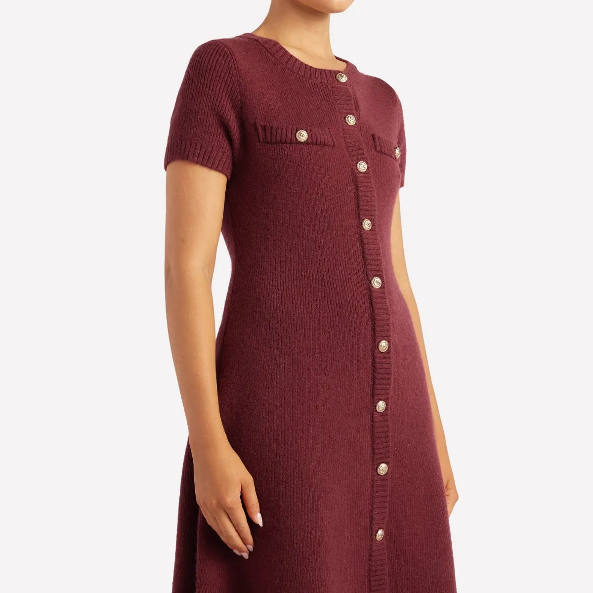 Boucle Knit Dress (Wine)