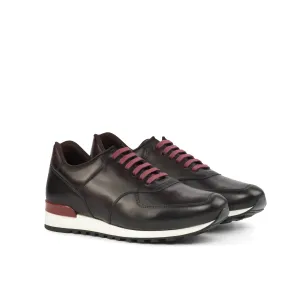 Brown & Burgundy Calf leather Jogger Sneakers