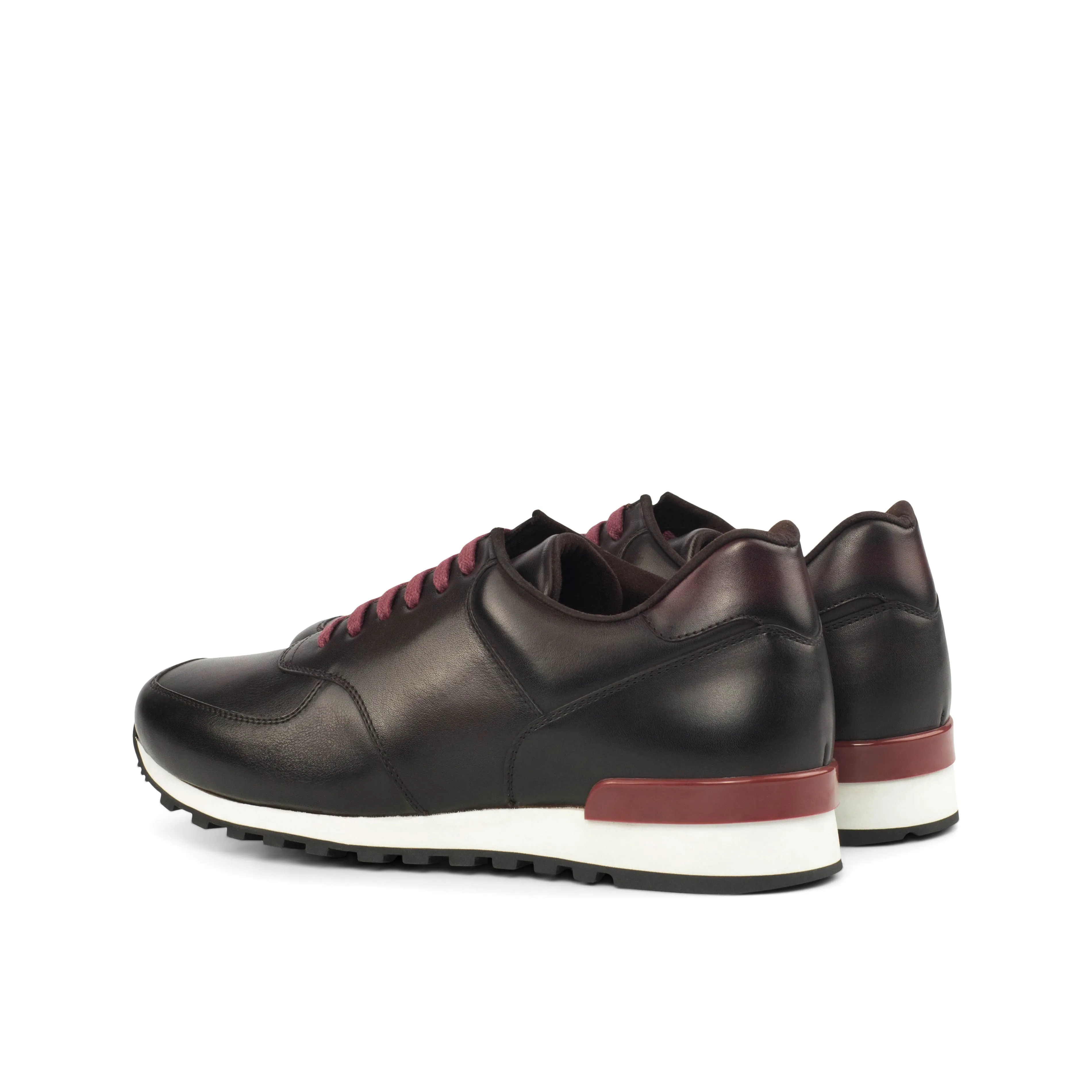Brown & Burgundy Calf leather Jogger Sneakers