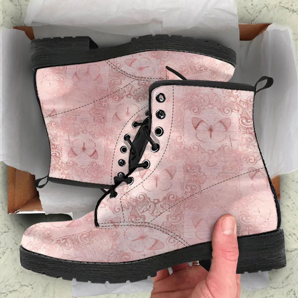 Combat Boots - Butterfly Shoes #111 Grunge Vintage Style | Custom Shoes, Women's Aesthetic Shoes, Sorority, Vegan Leather Handmade Lace Up