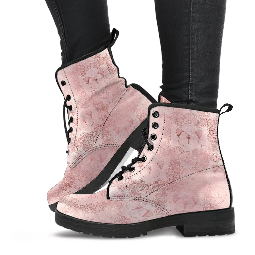 Combat Boots - Butterfly Shoes #111 Grunge Vintage Style | Custom Shoes, Women's Aesthetic Shoes, Sorority, Vegan Leather Handmade Lace Up