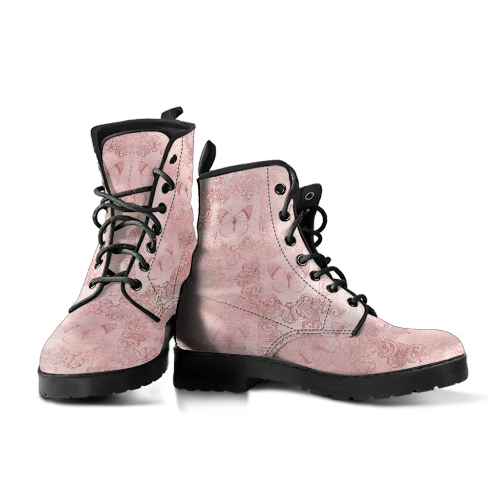Combat Boots - Butterfly Shoes #111 Grunge Vintage Style | Custom Shoes, Women's Aesthetic Shoes, Sorority, Vegan Leather Handmade Lace Up