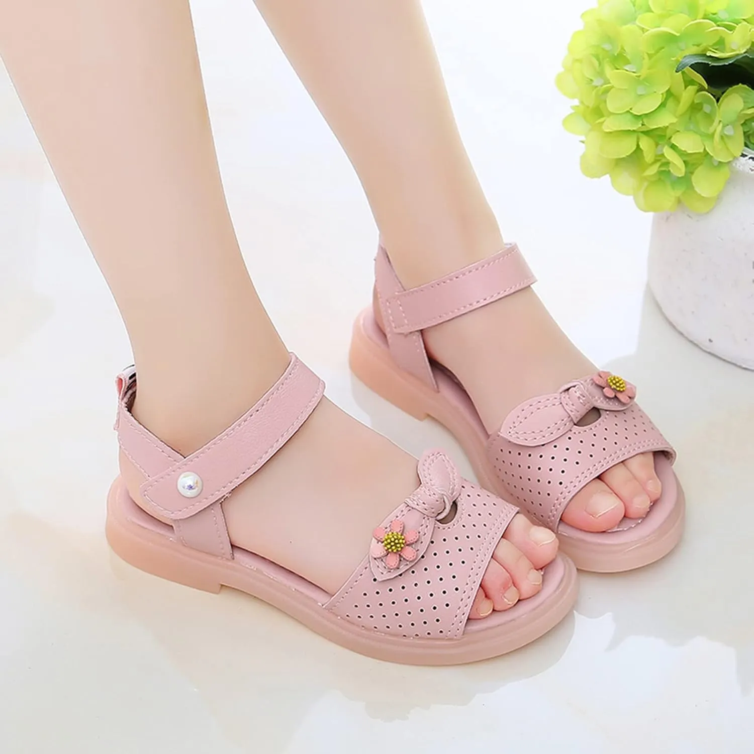 Girls Open Toe Soft Sole Flat Sandals 2025 Summer Comfortable Princess Outdoor Holiday Vacation Shoes for Kids