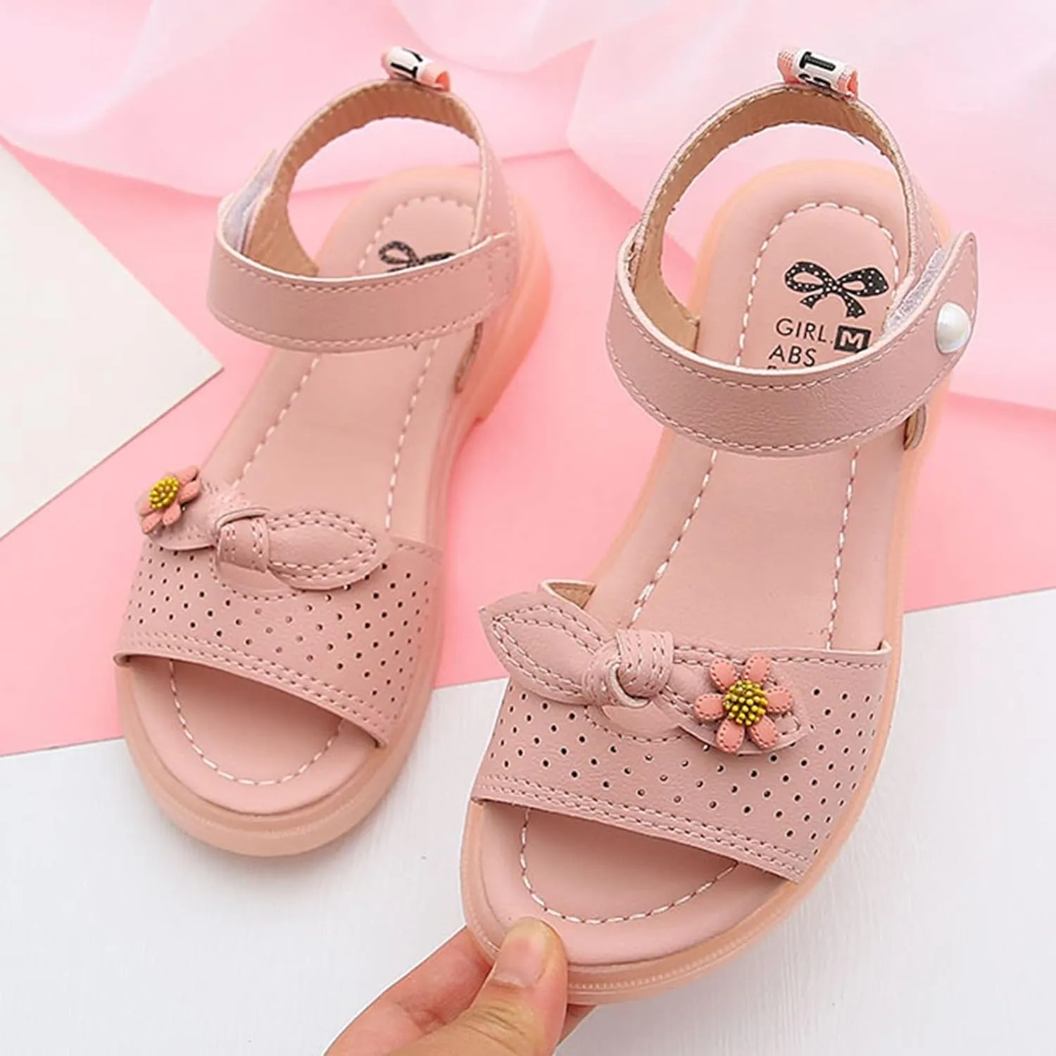 Girls Open Toe Soft Sole Flat Sandals 2025 Summer Comfortable Princess Outdoor Holiday Vacation Shoes for Kids