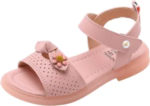 Girls Open Toe Soft Sole Flat Sandals 2025 Summer Comfortable Princess Outdoor Holiday Vacation Shoes for Kids