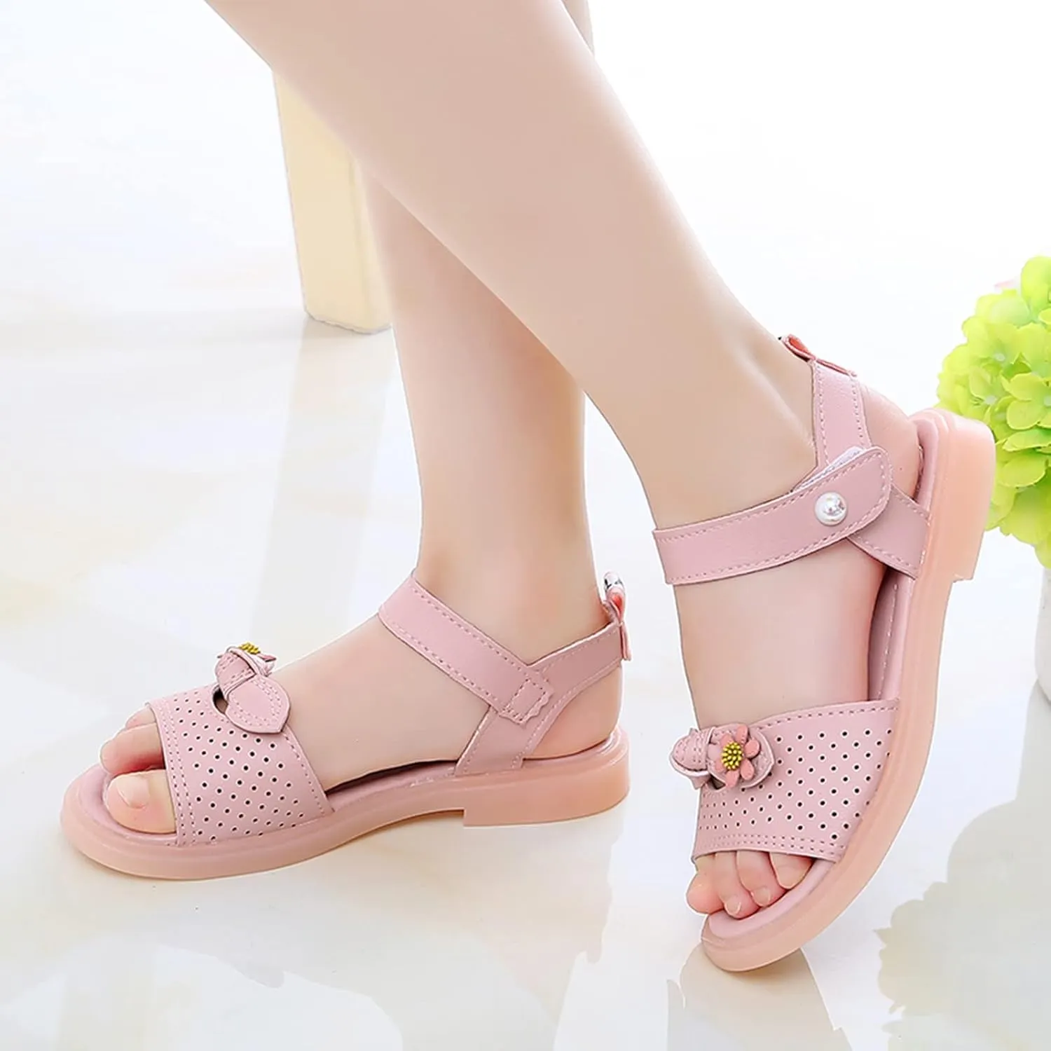 Girls Open Toe Soft Sole Flat Sandals 2025 Summer Comfortable Princess Outdoor Holiday Vacation Shoes for Kids
