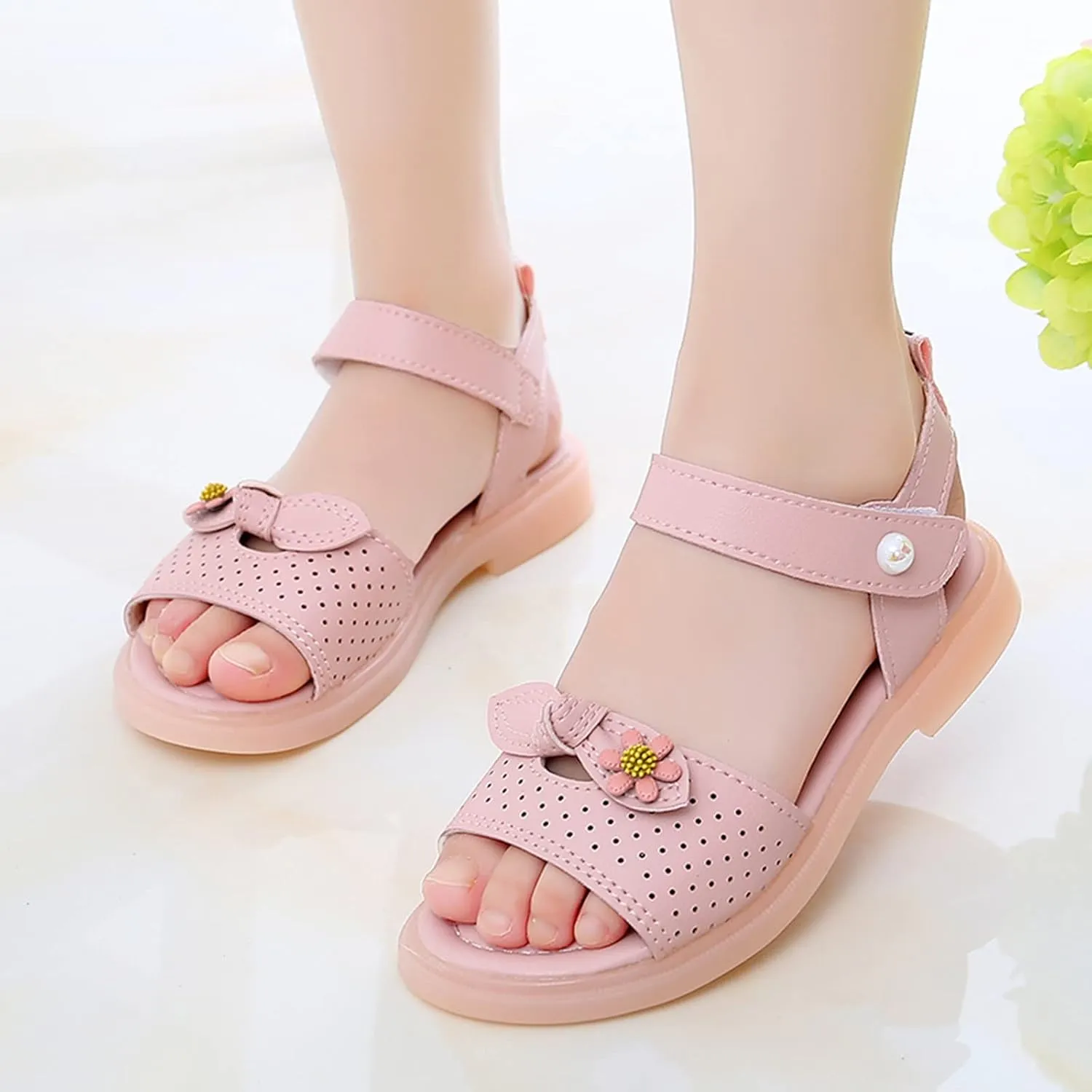 Girls Open Toe Soft Sole Flat Sandals 2025 Summer Comfortable Princess Outdoor Holiday Vacation Shoes for Kids