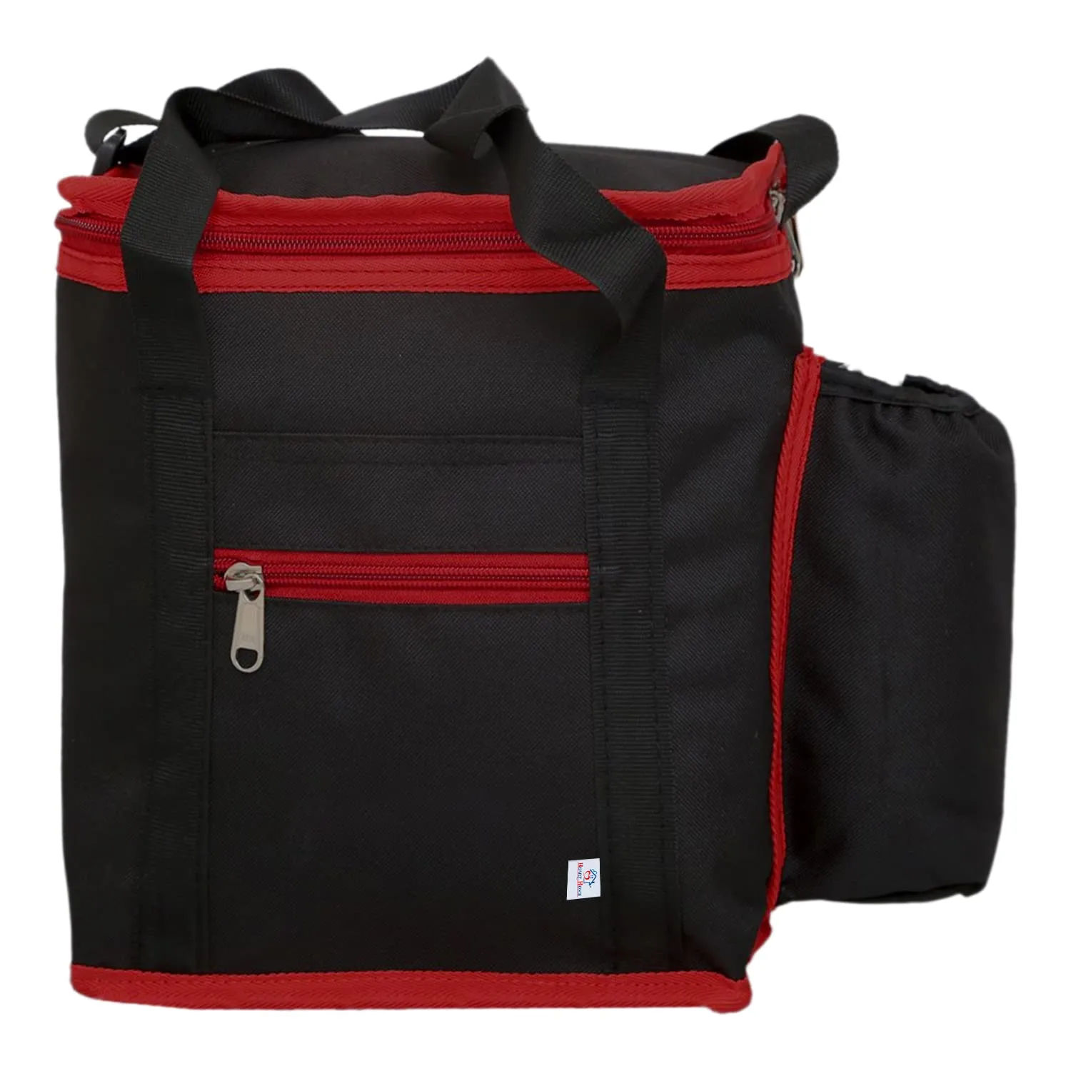 Heart Home Canvas Lunch Bag Lunch Tote Bag for Men & Women with 1 Front Pocket & 1 Side Pocket (Black)-50HH01213
