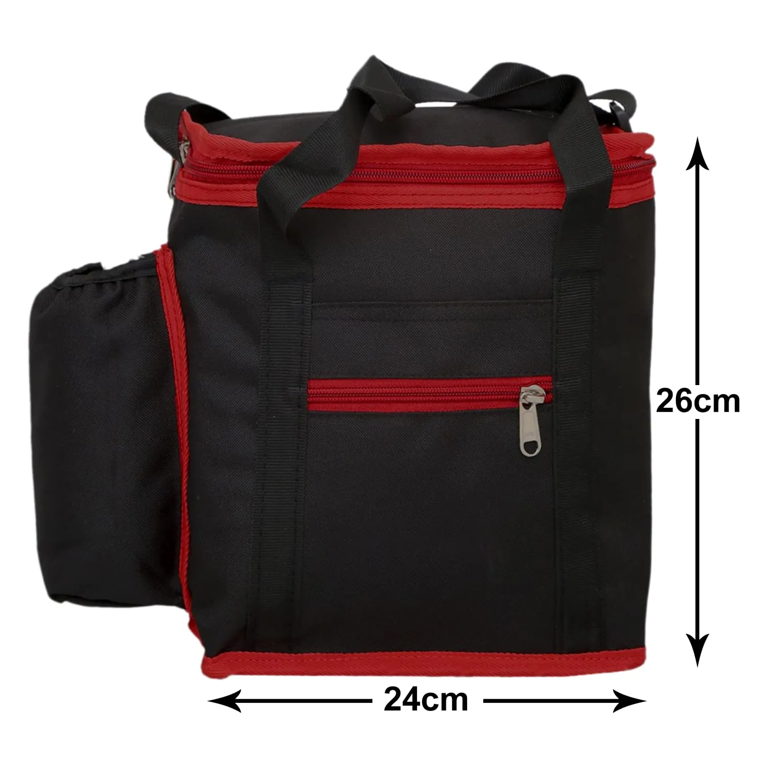 Heart Home Canvas Lunch Bag Lunch Tote Bag for Men & Women with 1 Front Pocket & 1 Side Pocket (Black)-50HH01213