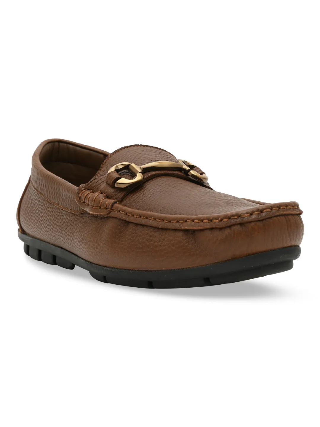 Imperio By Regal Tan Men Leather Buckled Driving Loafers