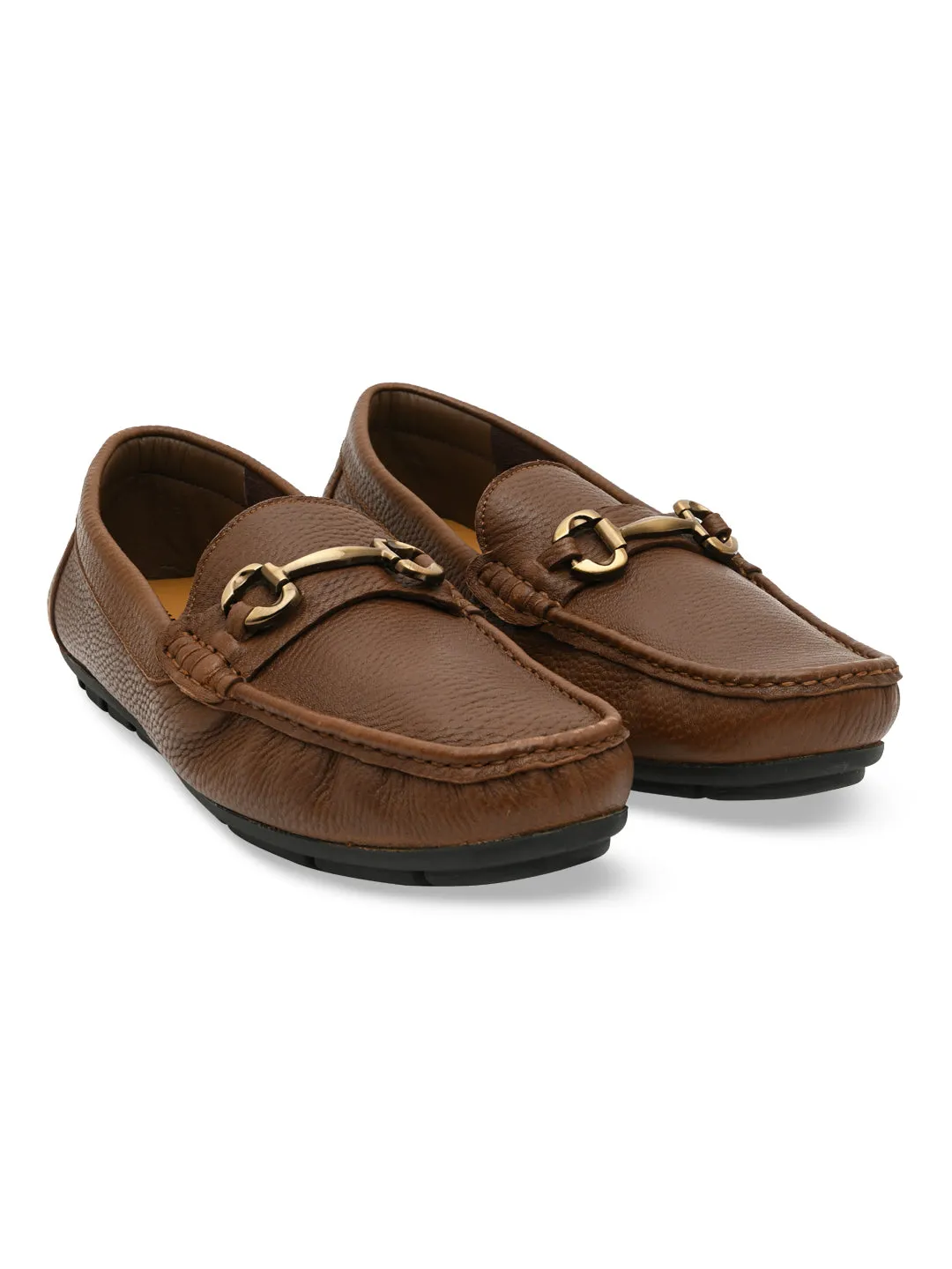 Imperio By Regal Tan Men Leather Buckled Driving Loafers