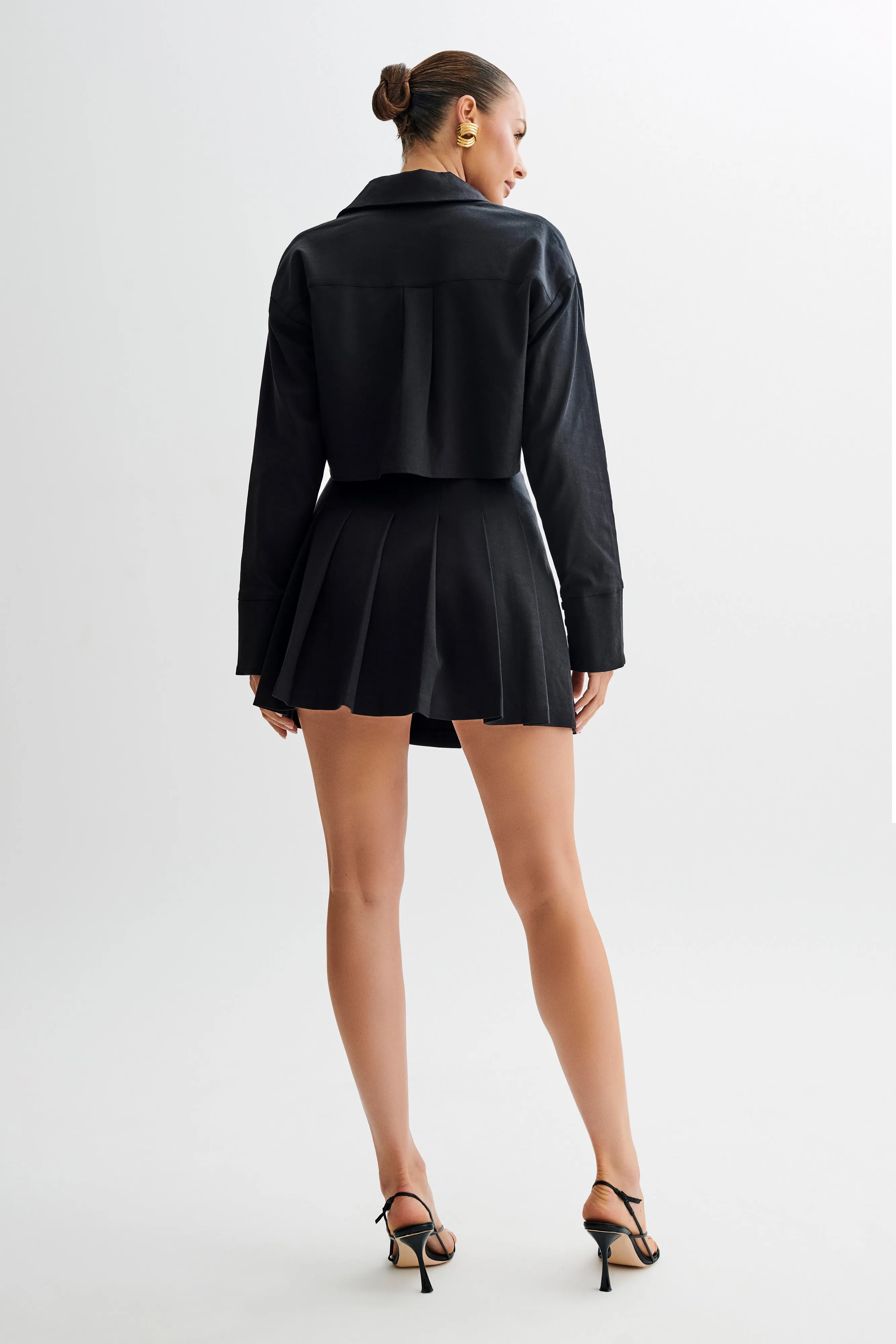Julianna Cotton Pleated Mini Skirt - Black
