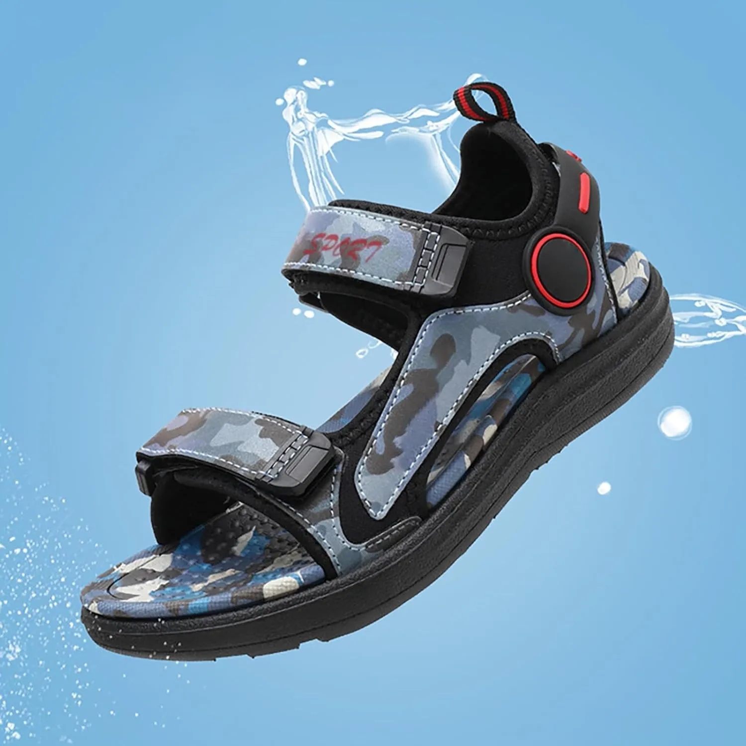 Kids Summer Athletic Sandals for Boys 2025 Summer Trendy Camouflage Open Toe Anti Slip Hiking Outdoor Sport Shoes