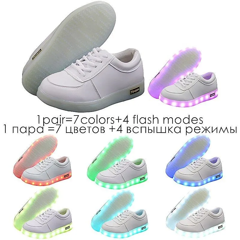 LED Shoes Mens White Low Top Remote Light Shoes