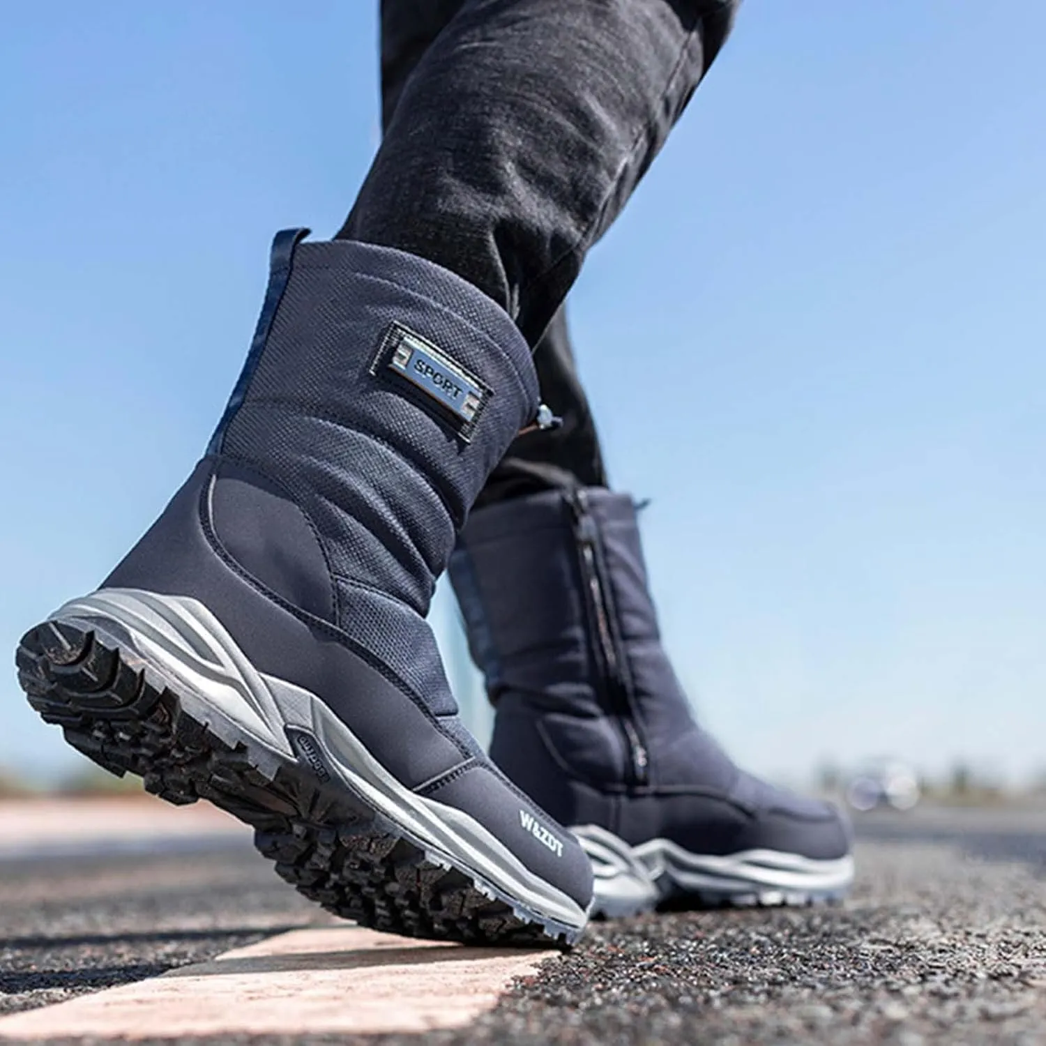 Mens Work Boots Slip On Hiking Sneakers Warm Fur Lined Women Workout Shoes Waterproof Winter Outdoor Botas Waterproof Non Slip Hike Grounded Footwear