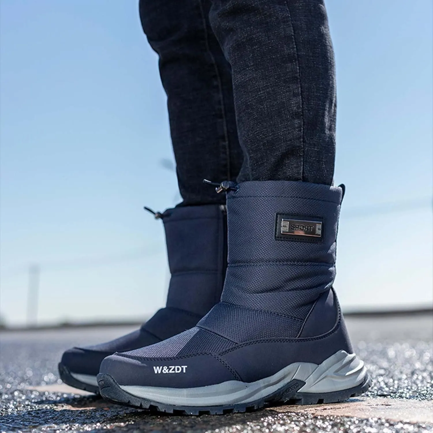 Mens Work Boots Slip On Hiking Sneakers Warm Fur Lined Women Workout Shoes Waterproof Winter Outdoor Botas Waterproof Non Slip Hike Grounded Footwear