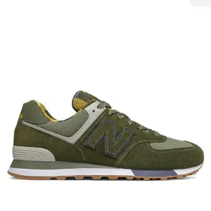 Scarpe Uomo NEW BALANCE Sneakers 574 in Mesh e Suede colore Green con Dettagli Tartan
