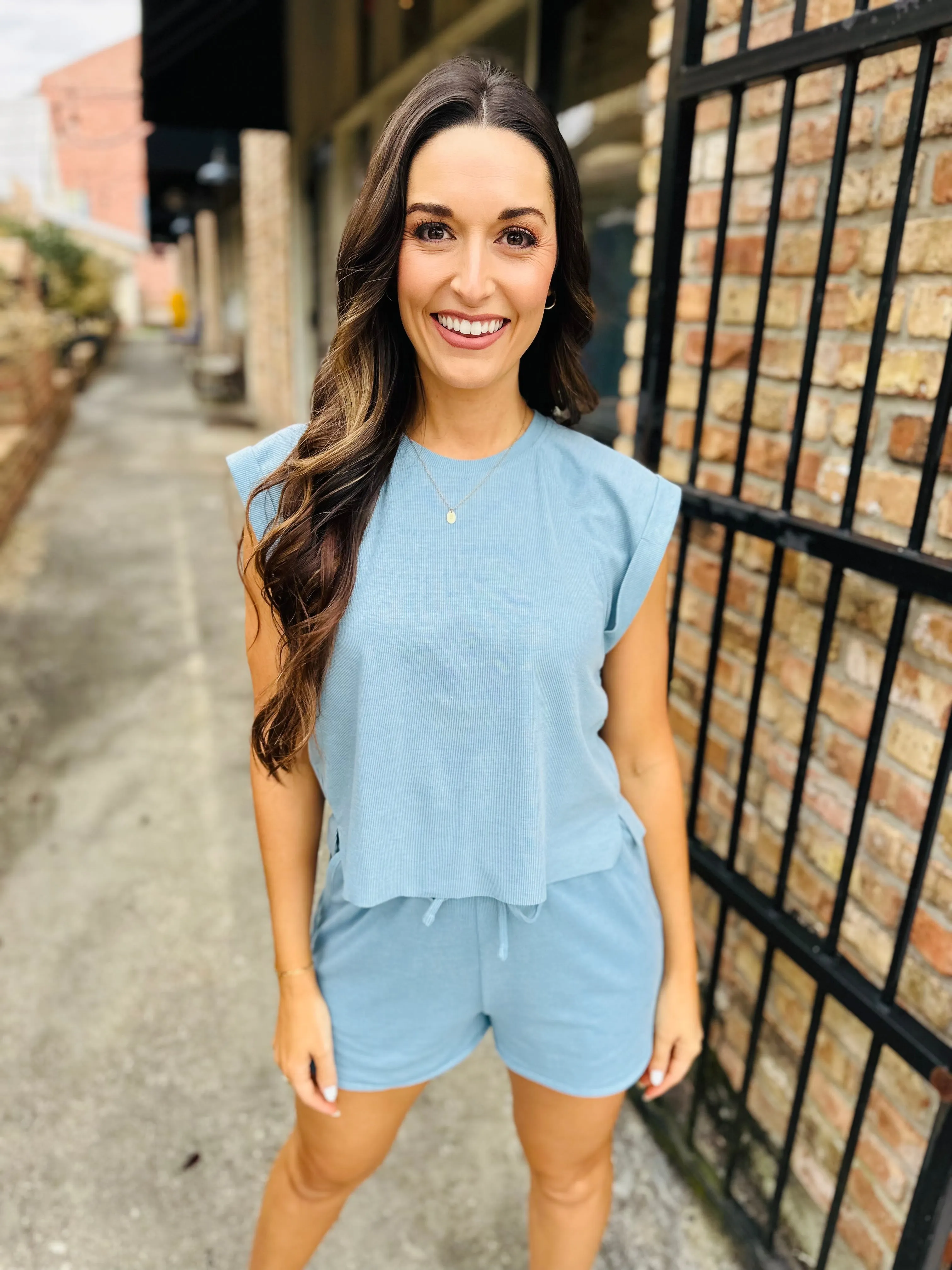 Sightseeing Drawstring Shorts- Blue