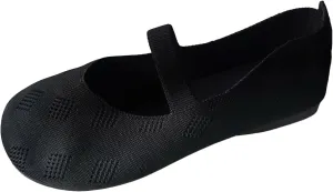 Women Black Ballet Shoes Mesh Slip on Flat Casual Shoes Dance Comdortable Breathable Lightweight Flat Shoes