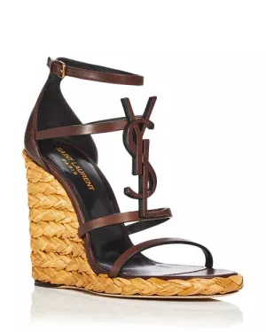 YSL CASSANDRA LOGO WEDGE HEEL ESPADRILLES