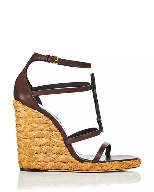 YSL CASSANDRA LOGO WEDGE HEEL ESPADRILLES