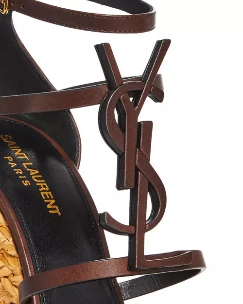 YSL CASSANDRA LOGO WEDGE HEEL ESPADRILLES